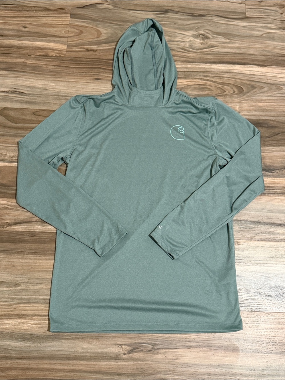 Carhartt Force Sun Defender Hoodie Men’s Sz. M LS Relaxed Fit Green Heather UPF